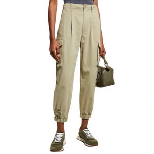 Monrow Cargo Utility Jogger Pants Womens Small High Rise Waist Khaki Beige